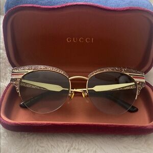 Gucci Gold and Brown Sunglasses